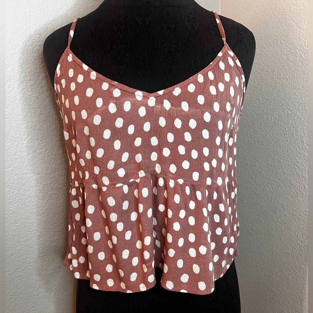 Abercrombie & Fitch Trapeze Cami Polka Dot Spaghetti Strap Top Size Medium - Picture 3 of 8